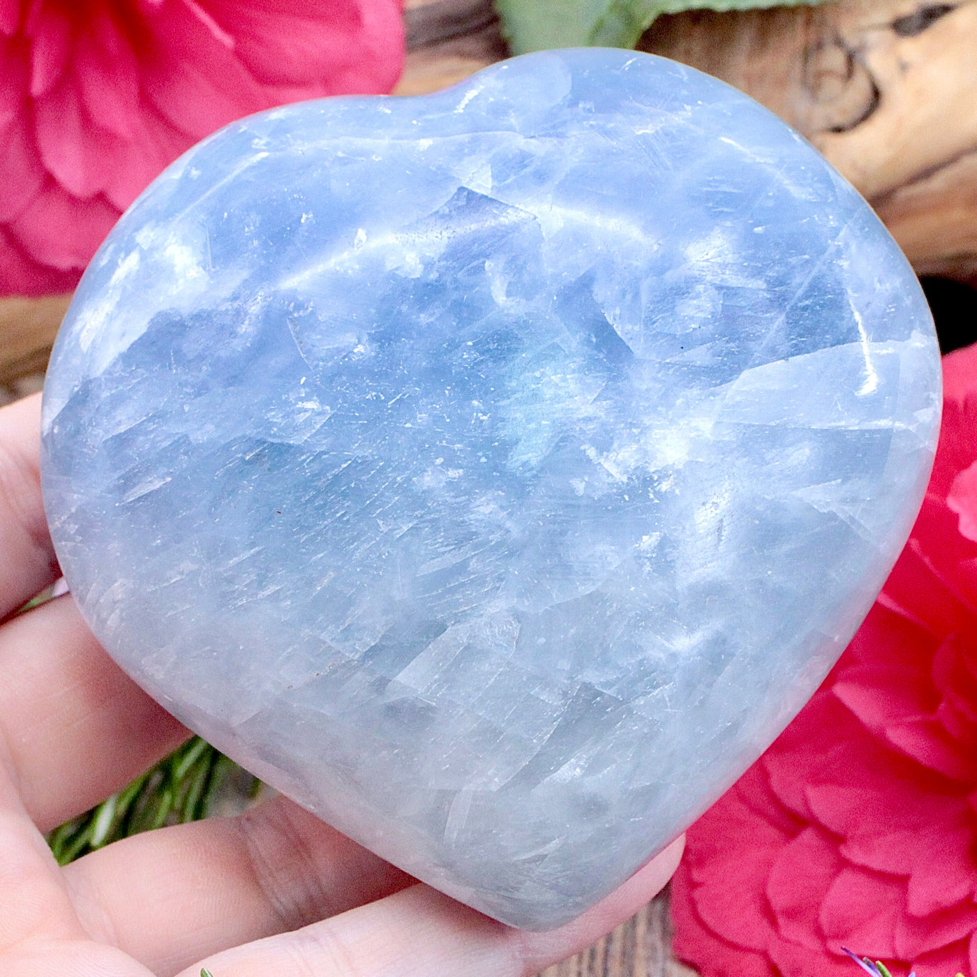 Blue Calcite Heart hand