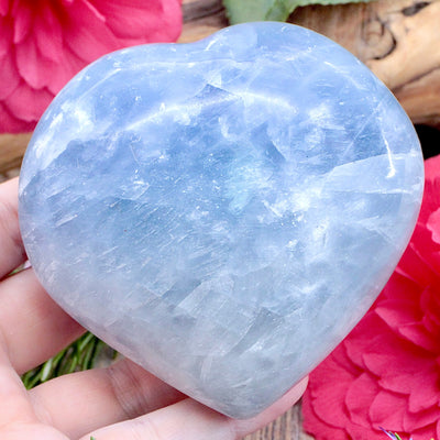 Blue Calcite Heart hand
