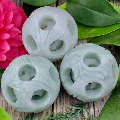 Green Soapstone Puzzle Sphere A