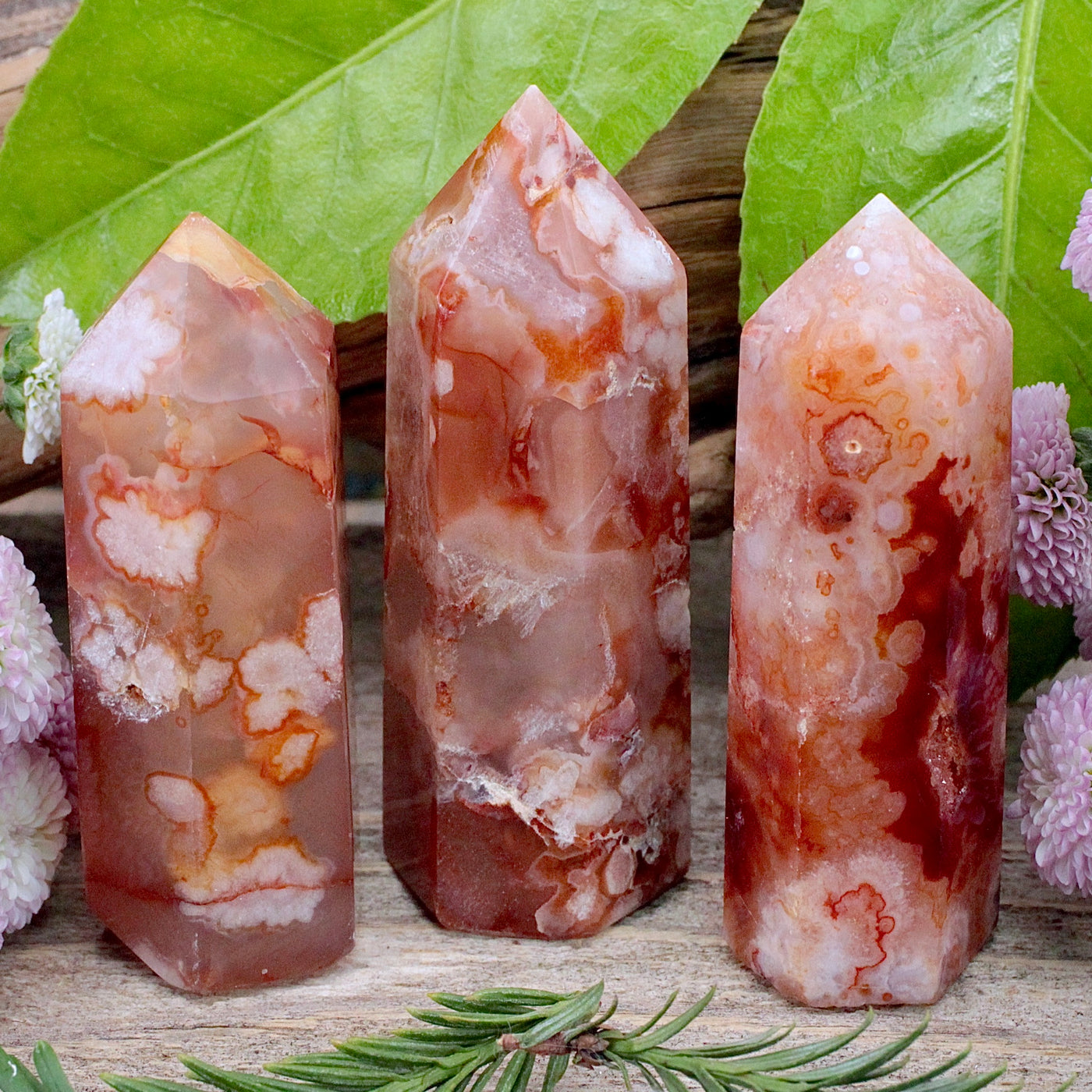 Red Flower Agate Tower A