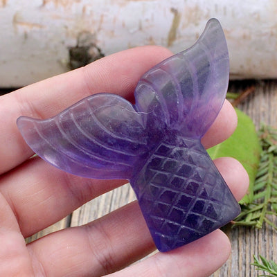 Fluorite Mermaid Tail Carving hand