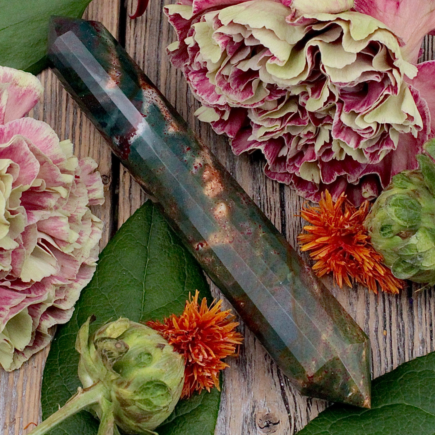 Faceted Bloodstone Wand A