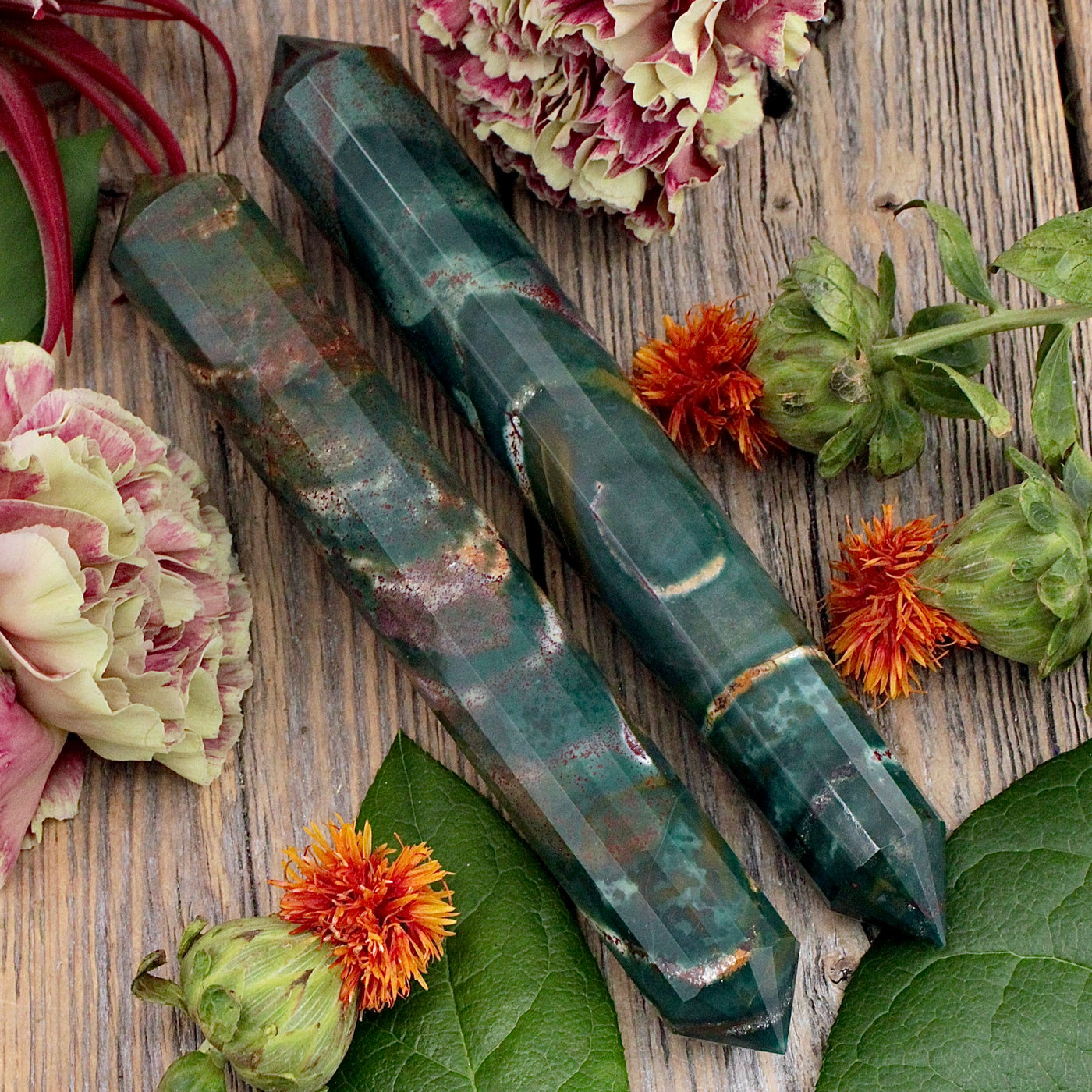 Faceted Bloodstone Wand D