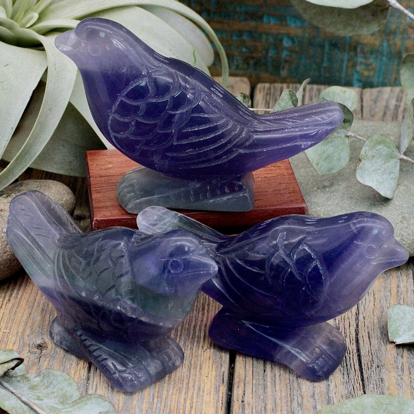 Fluorite Sparrow Bird Carving