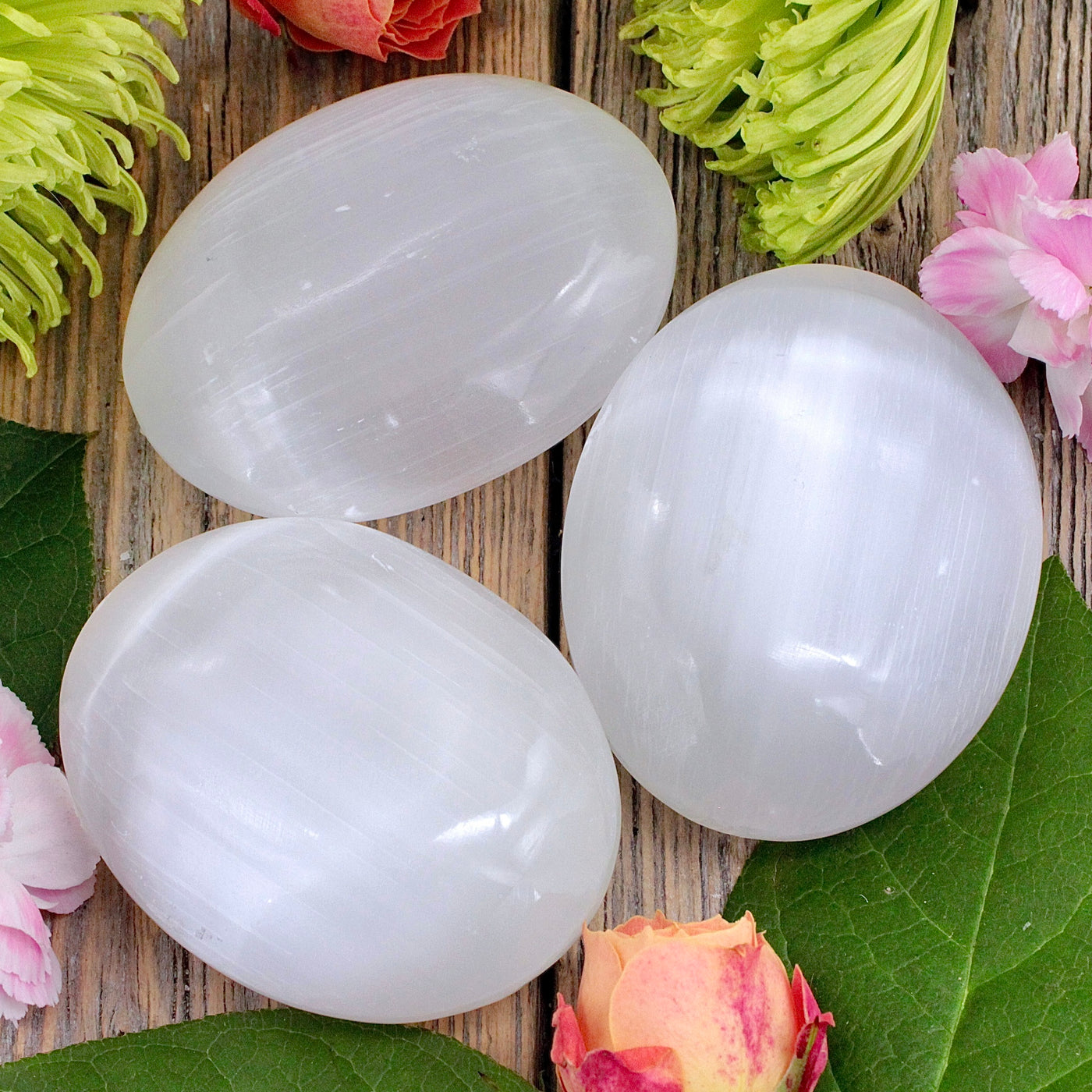 Selenite Palm Stone