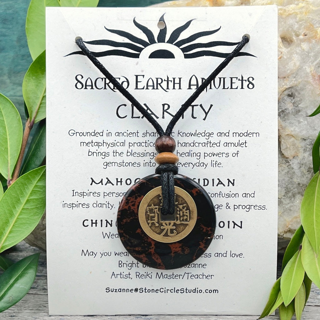 Clarity Mahogany Obsidian Necklace Sacred Earth Amulet 
