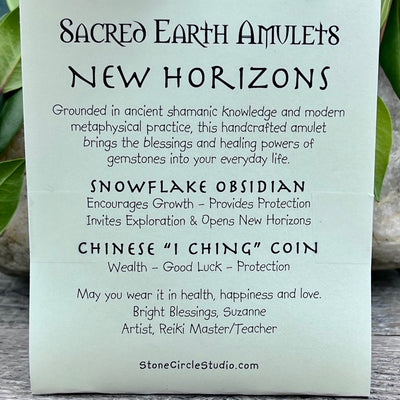 New Horizons Snowflake Obsidian Necklace Sacred Earth Amulet card