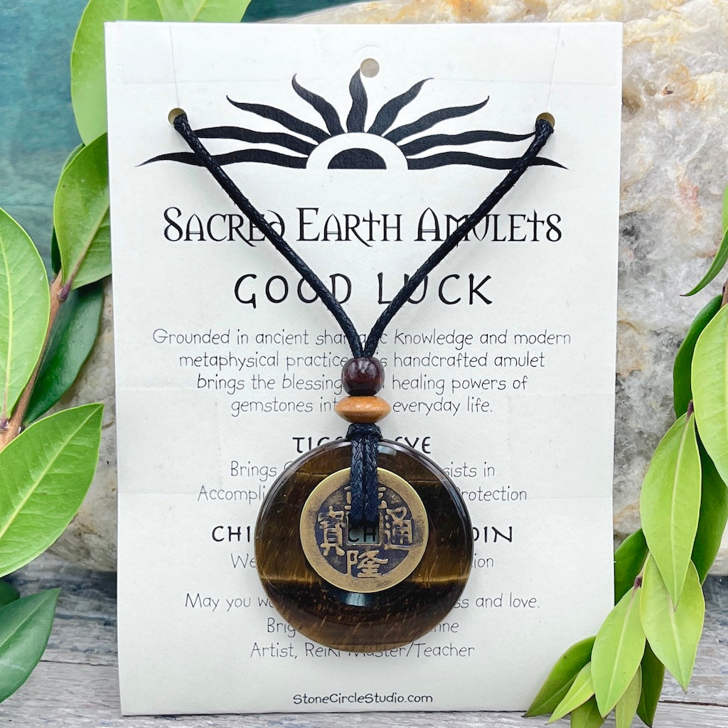 Good Luck Tiger's Eye Necklace Sacred Earth Amulet