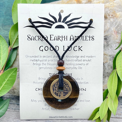 Good Luck Tiger's Eye Necklace Sacred Earth Amulet