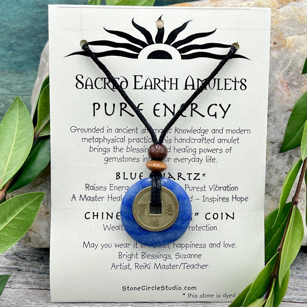 Pure Energy Blue Quartz Necklace Sacred Earth Amulet