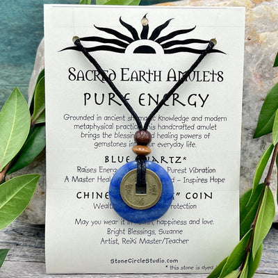 Pure Energy Blue Quartz Necklace Sacred Earth Amulet