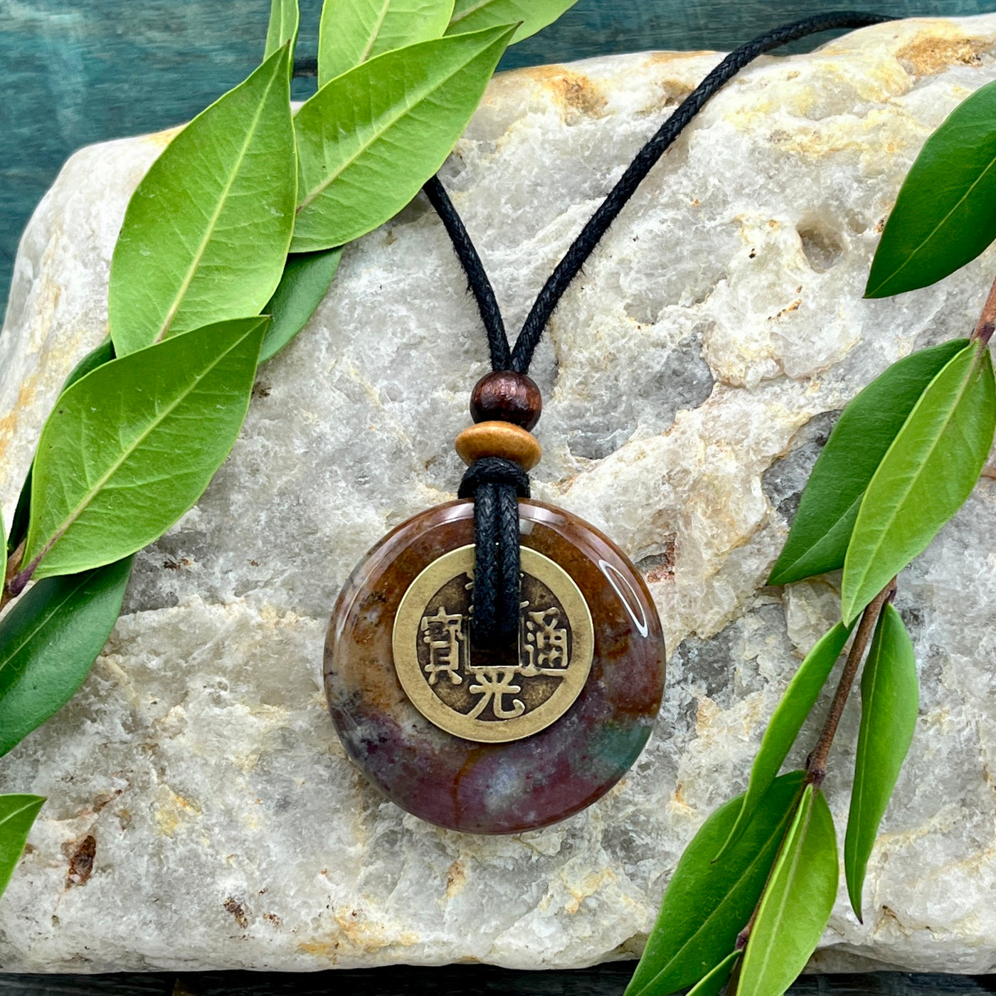 Blessings Rainbow Jasper Necklace Sacred Earth Amulet 40mm 