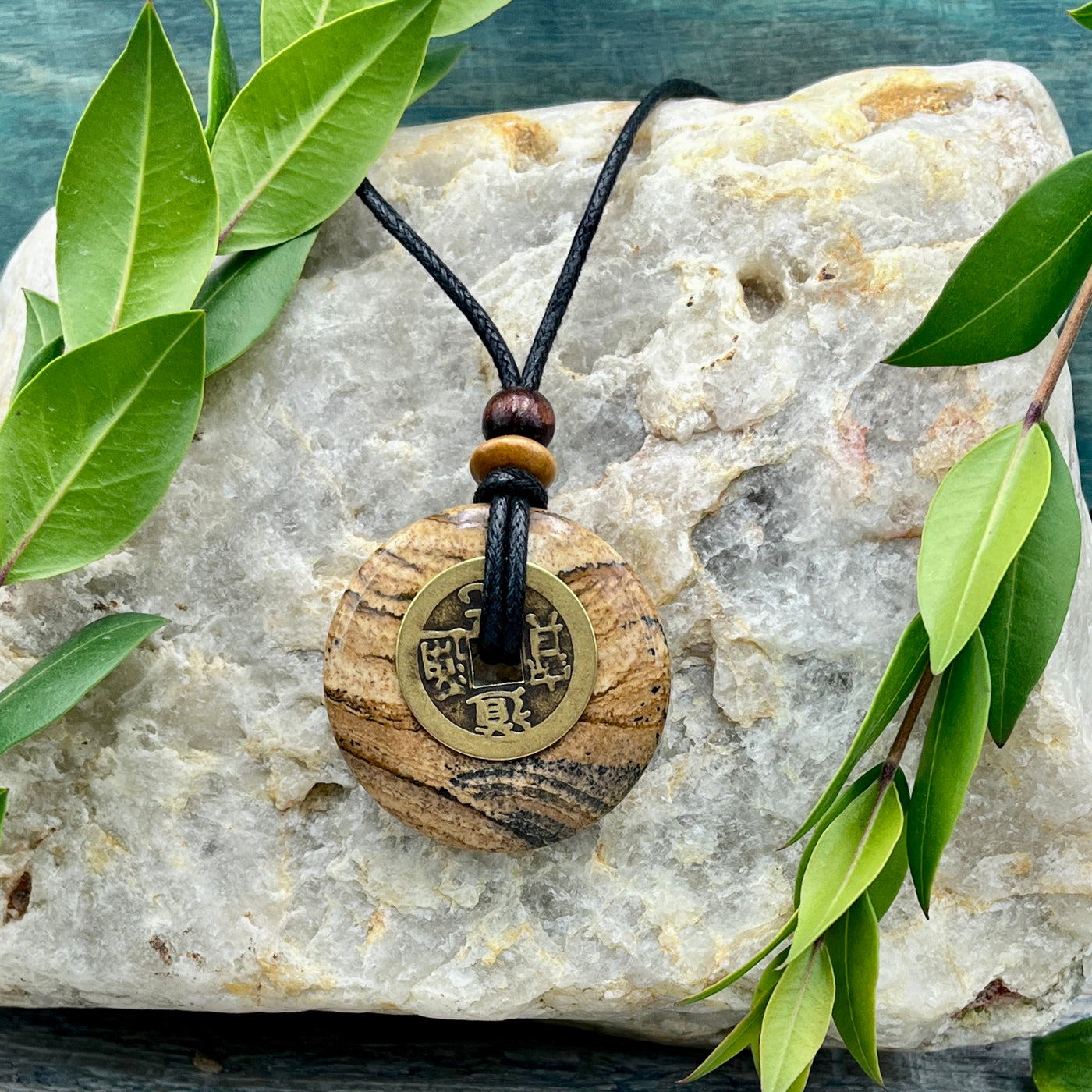 Ancient Wisdom Picture Jasper Necklace 40mm