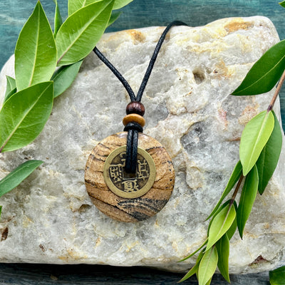 Ancient Wisdom Picture Jasper Necklace 40mm