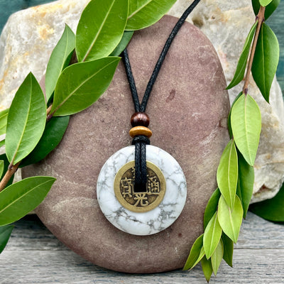 Peace Howlite Necklace 40mm
