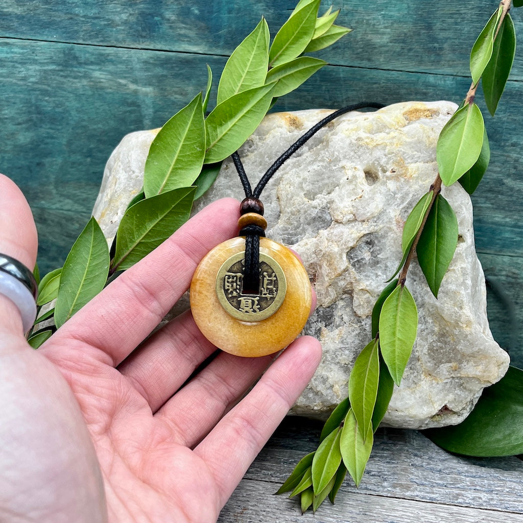 Joy Butterscotch Jasper Necklace hand