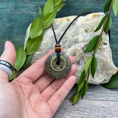 Integrity Silver Leaf Jasper Necklace hand