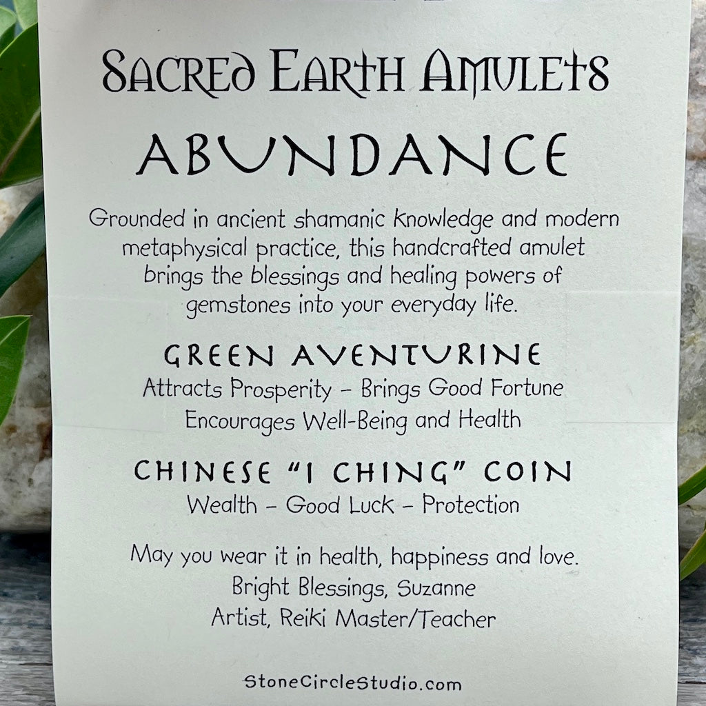 Abundance Green Aventurine Necklace Sacred Earth Amulet card