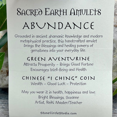 Abundance Green Aventurine Necklace Sacred Earth Amulet card
