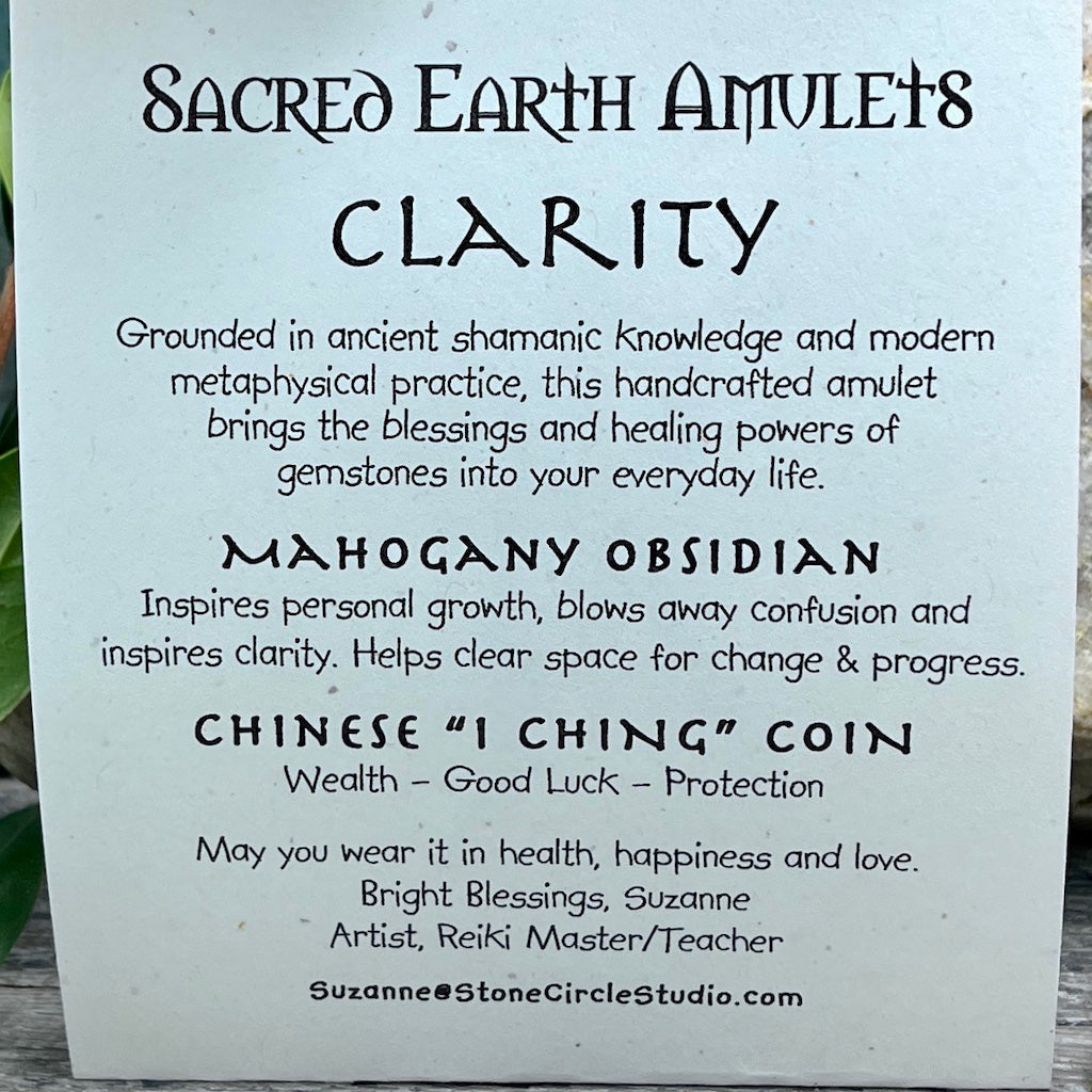 Clarity Mahogany Obsidian Necklace Sacred Earth Amulet  card