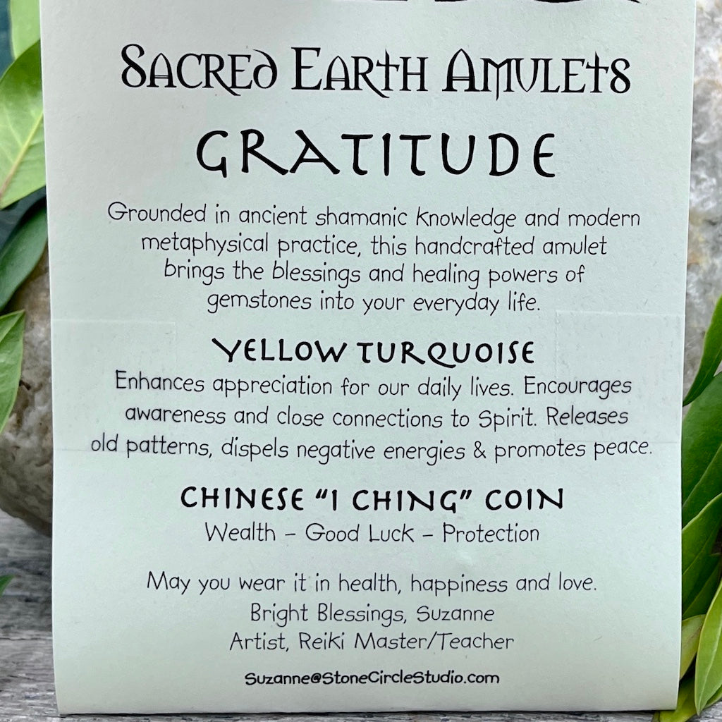 Gratitude Yellow Turquoise Jasper Necklace Sacred Earth Amulet card