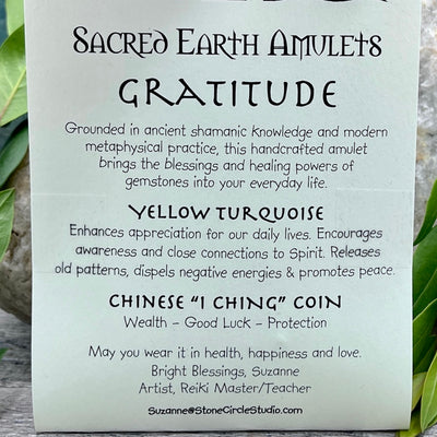 Gratitude Yellow Turquoise Jasper Necklace Sacred Earth Amulet card