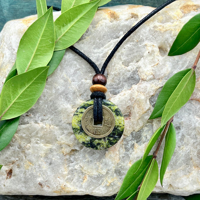 Gratitude Yellow Turquoise Jasper Necklace 30mm