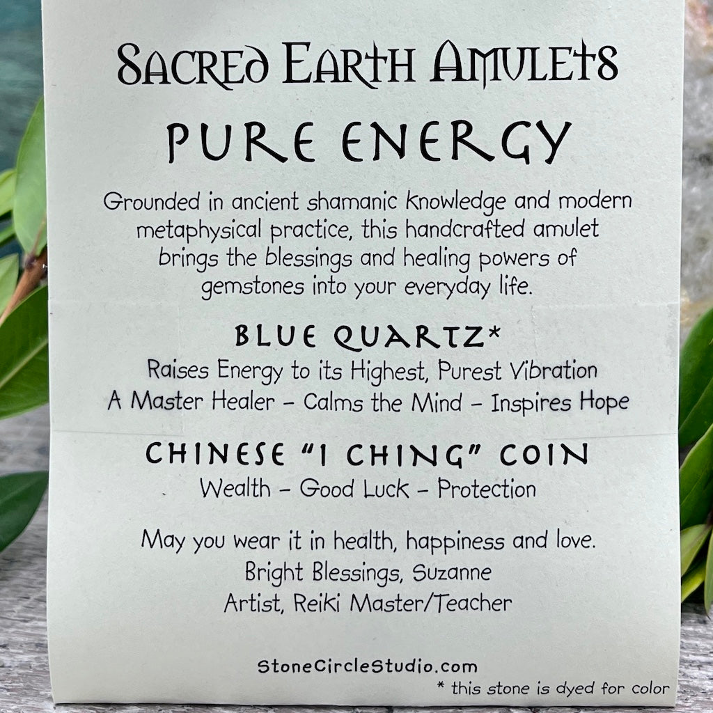 Pure Energy Blue Quartz Necklace Sacred Earth Amulet card