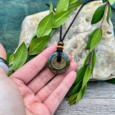 Blessings Rainbow Jasper Sacred Earth Amulet 30mm hand