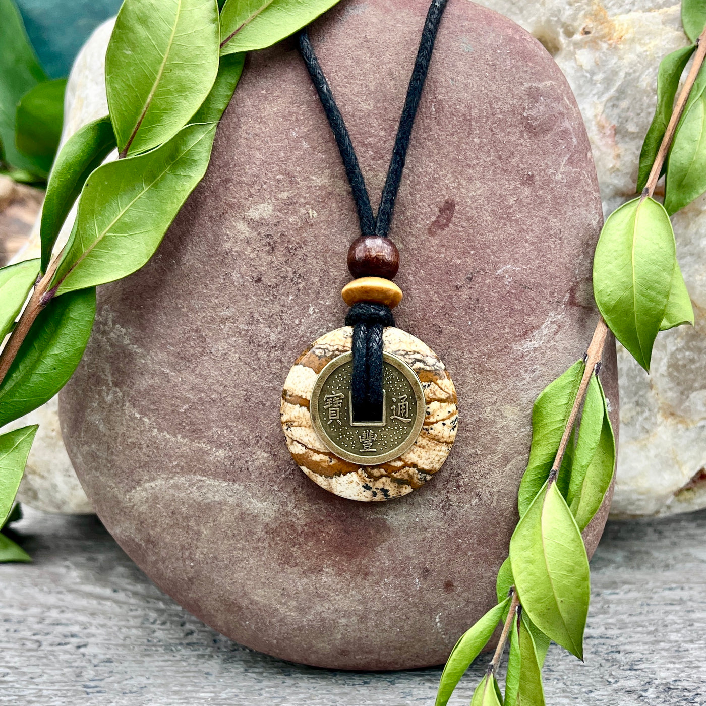 Ancient Wisdom Picture Jasper Necklace 30mm
