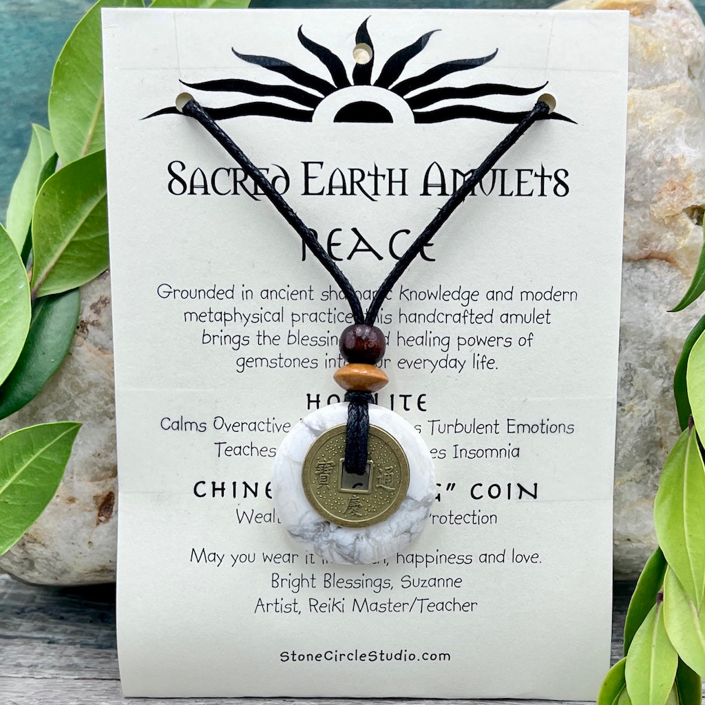 Peace Howlite Necklace Sacred Earth Amulet