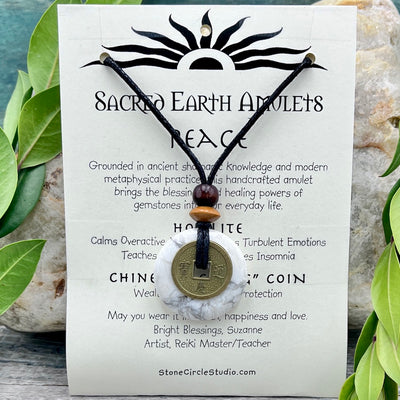 Peace Howlite Necklace Sacred Earth Amulet