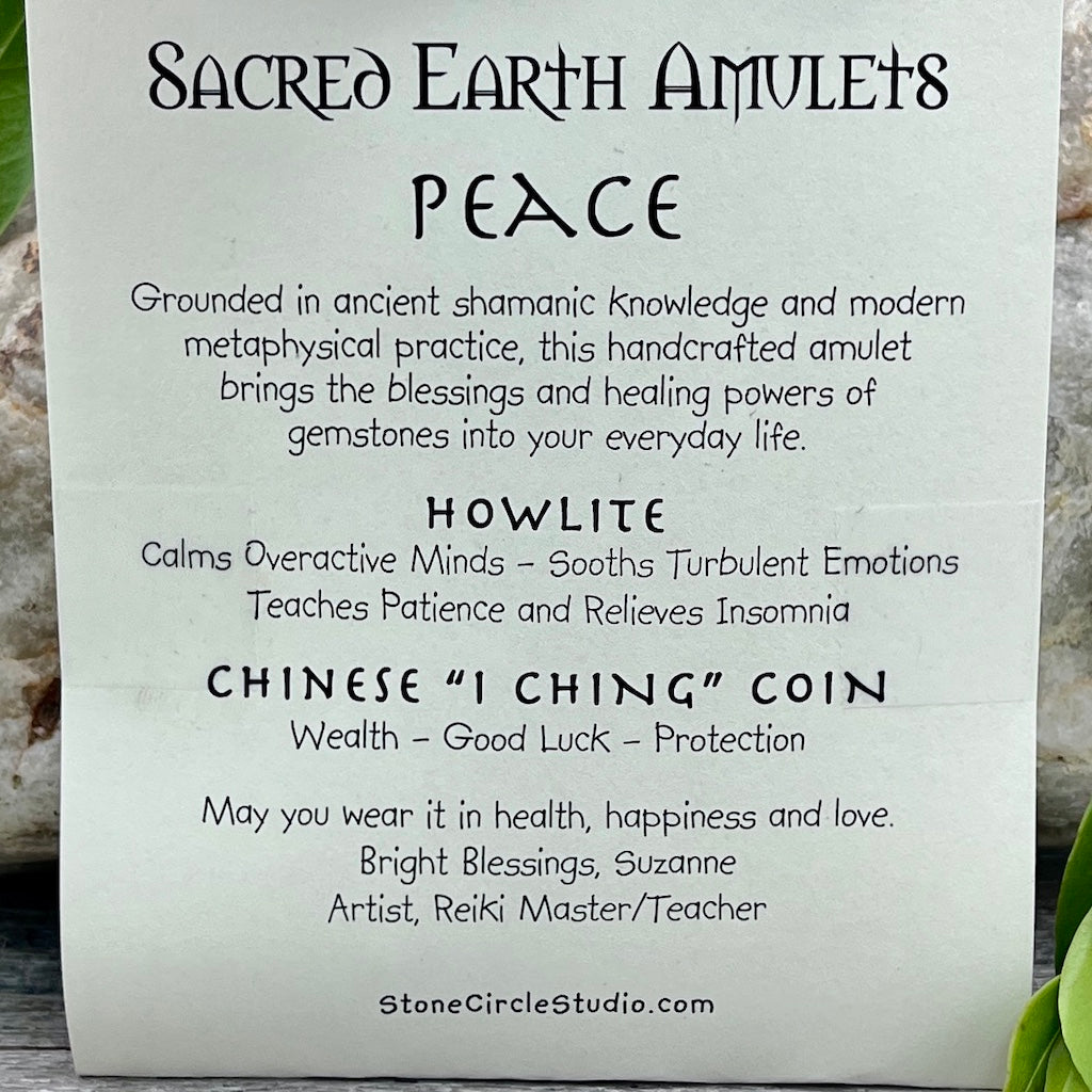 Peace Howlite Necklace Sacred Earth Amulet card