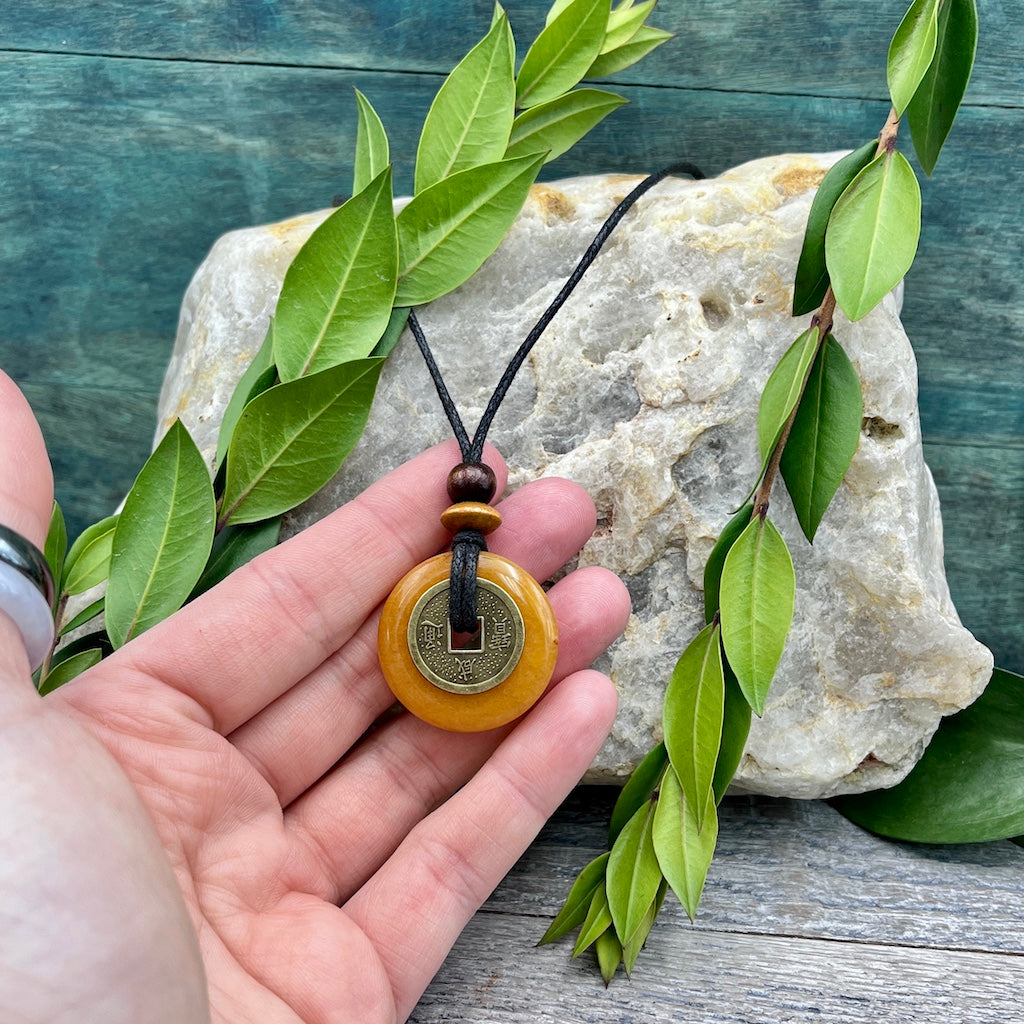 Joy Butterscotch Jasper Necklace 30mm hand