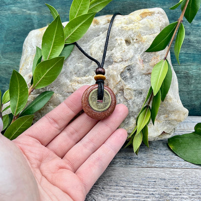 Friendship Goldstone Necklace 30mm hand