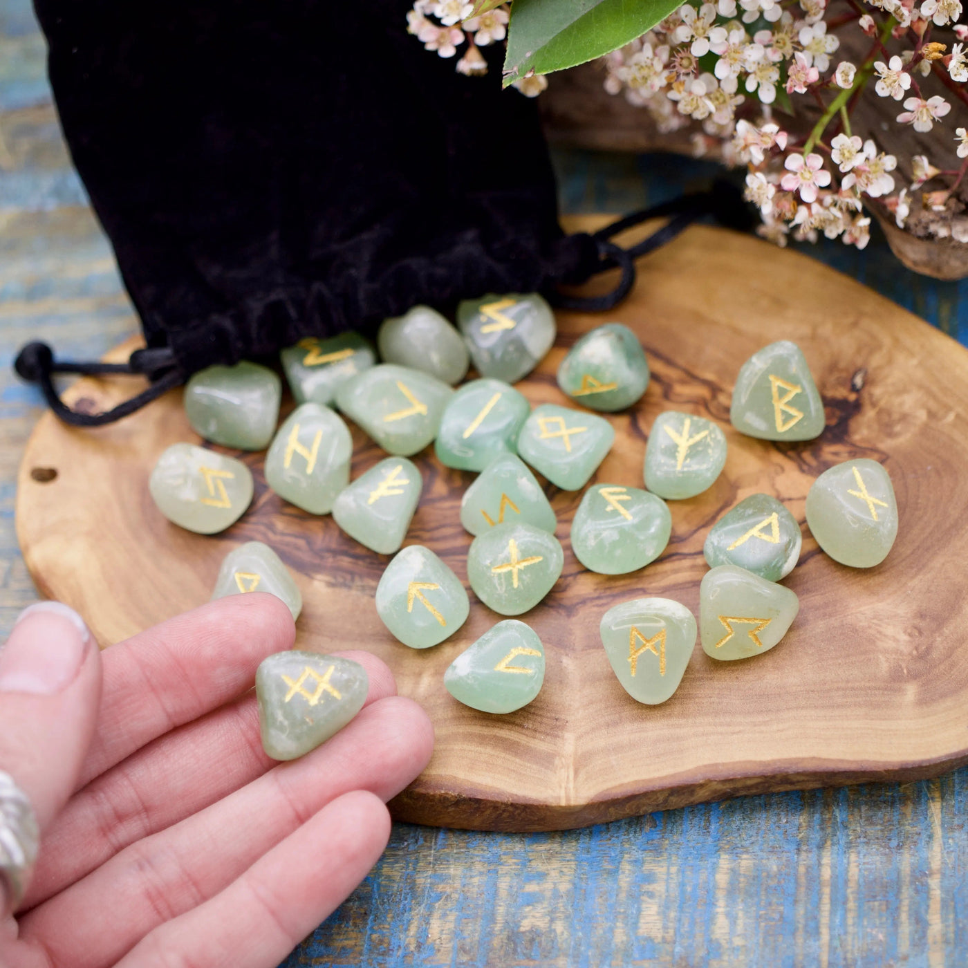 Green Aventurine Rune Stones