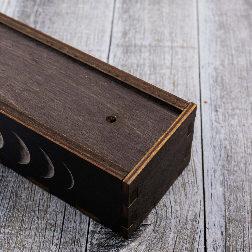 Lunar Phase Wooden Incense Holder Box