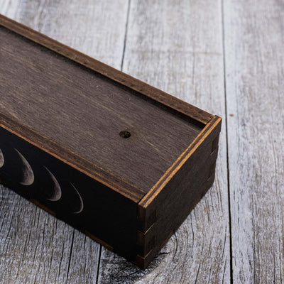 Lunar Phase Wooden Incense Holder Box
