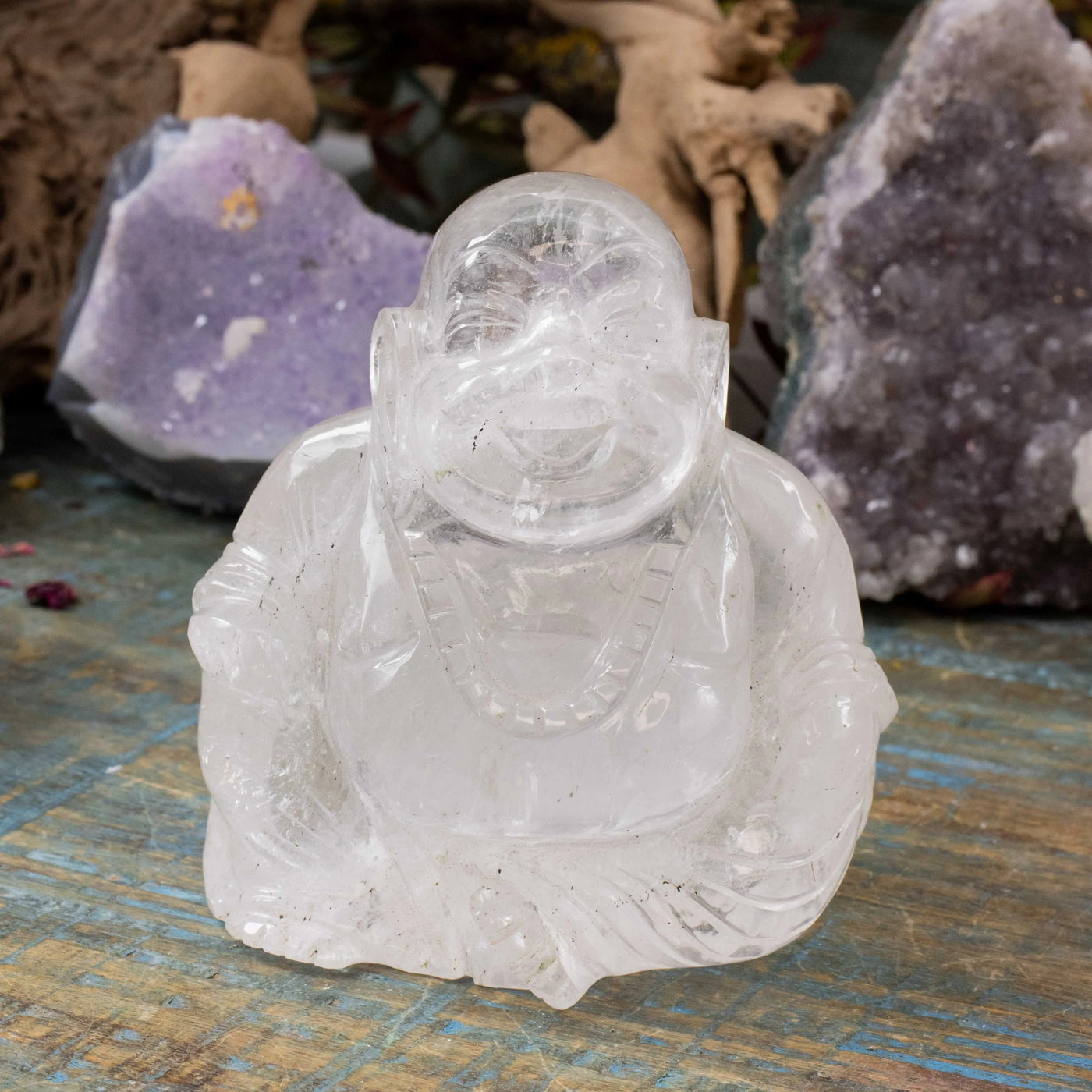 Quartz Laughing Buddha Sculpture