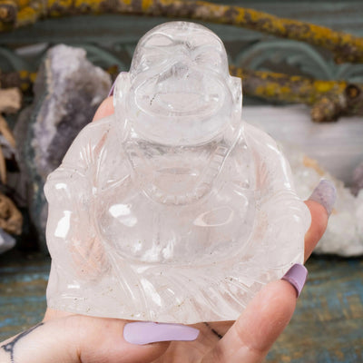 Quartz Laughing Buddha Sculpture