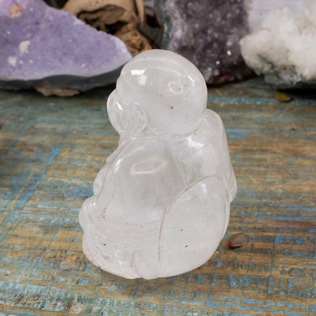 Quartz Laughing Buddha Sculpture