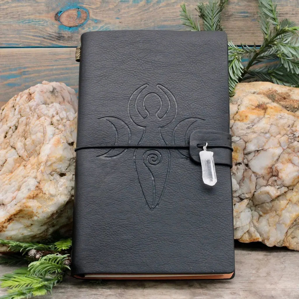 Embossed Leather Journal - Moon Goddess Design