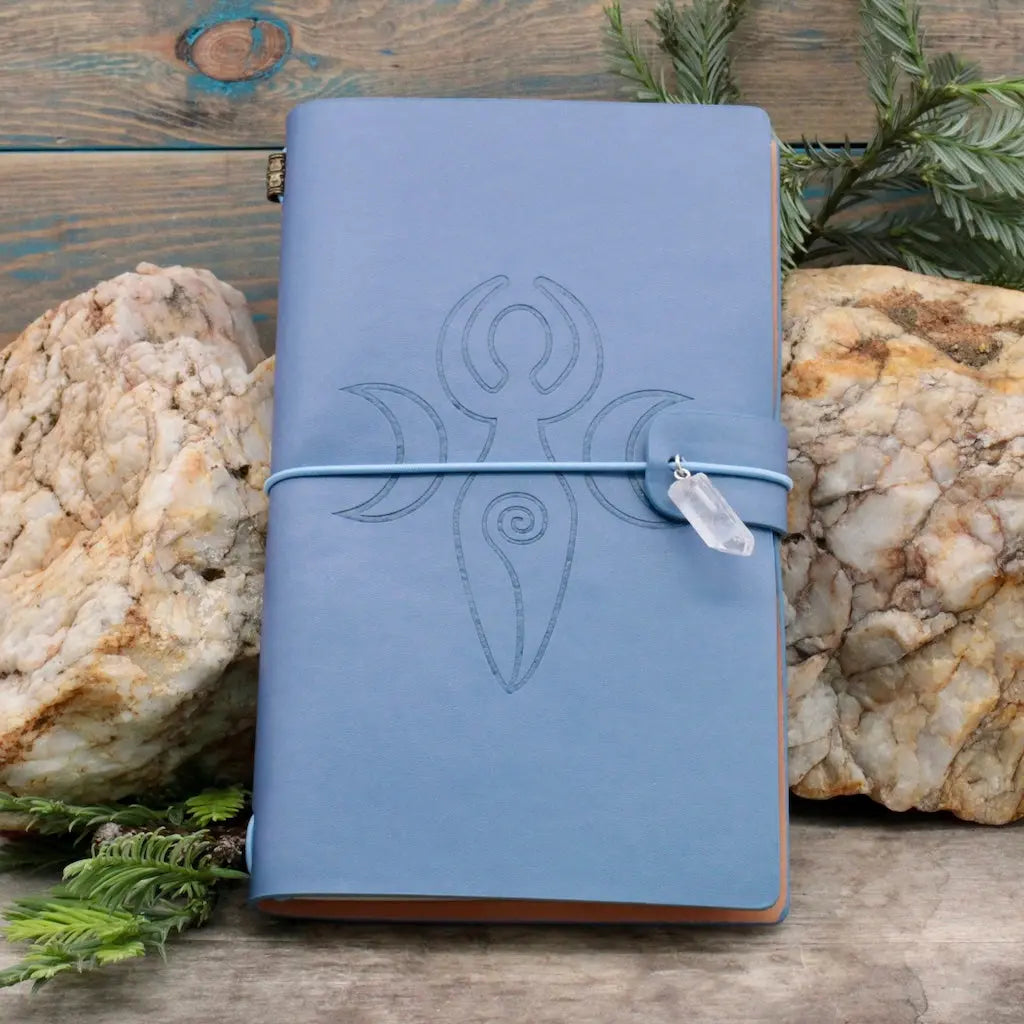 Embossed Leather Journal - Moon Goddess Design