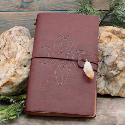 Embossed Leather Journal - Moon Goddess Design