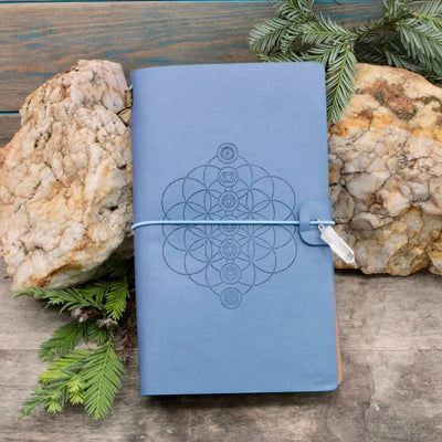 Embossed Leather Journal - Chakra  Flower of Life Design