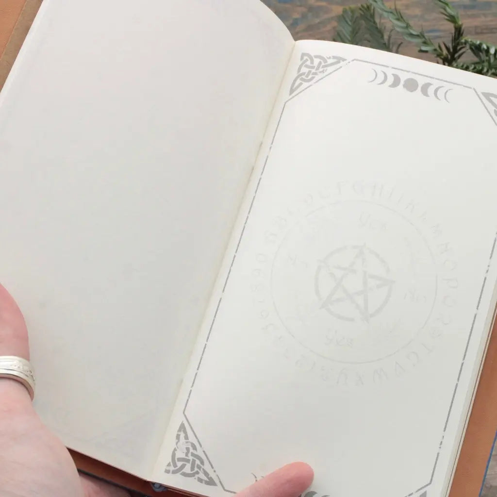 Embossed Leather Journal - Chakra  Flower of Life Design