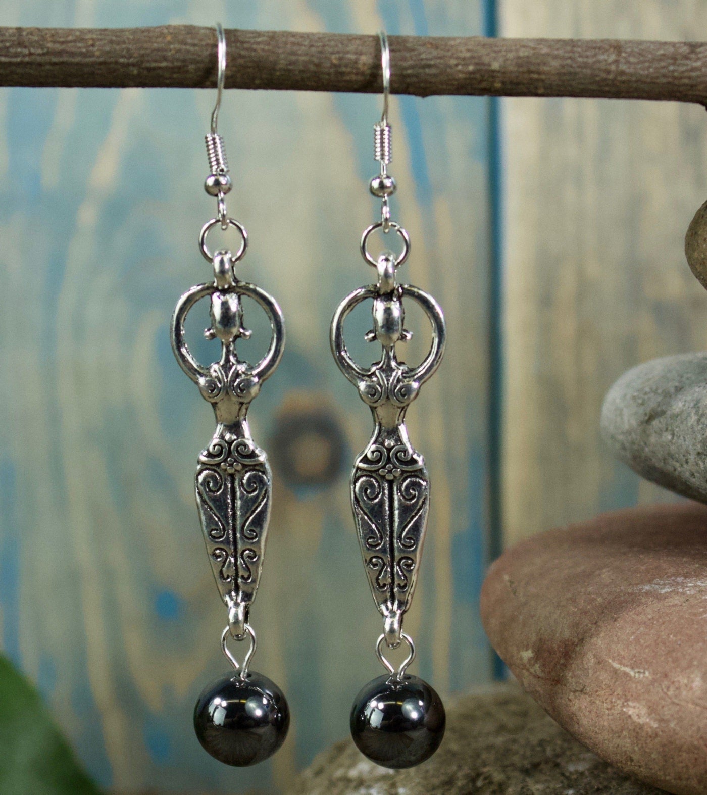 Hematite Goddess Earrings
