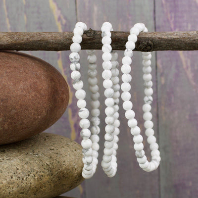 Howlite Bracelet, 4mm Round Beads