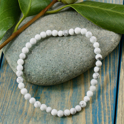 Howlite Bracelet, 4mm Round Beads