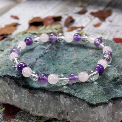 Rose Quartz, Amethyst and Crystal Quartz Bracelet